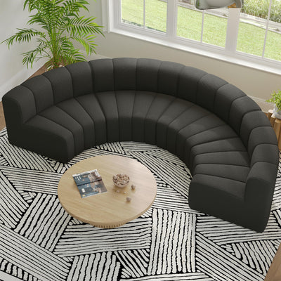 LEVNARY Modular Sectional Sofa, Convertible Sectional Couch Set, Large-Grain Velvet Modular Sectionals, Curved 4 Seater Cloud Sofa with Chaise for Living Room (Black)