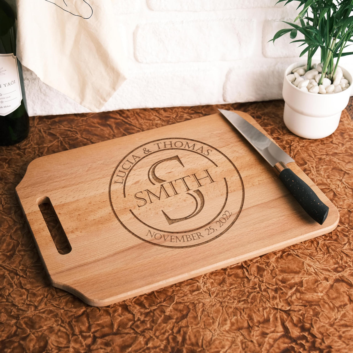 TRENDSHOPIC Personalized Cutting Board For Any Occasion, Bamboo and Mapple Wood Cutting Board for Kitchen, New Home Gift Ideas - Unique House Warming Presents, Perfect Anniversary Gifts for Women TRENDSHOPIC