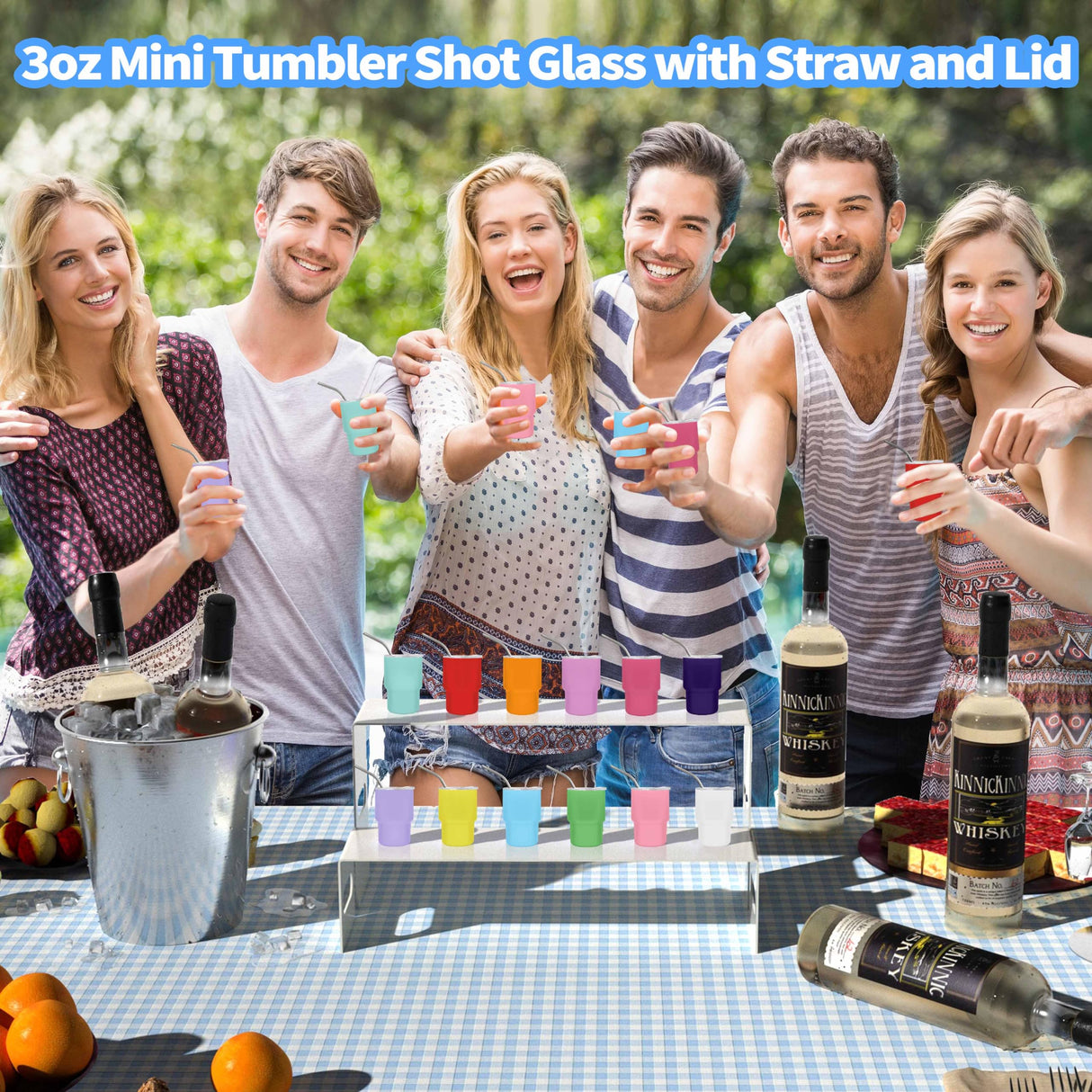 JUSONEY 3oz Mini Tumbler Shot Glass with Straw and Lid,Sublimation Shot Glasses Tumblers Stainless Steel Double Wall Vacuum Insulated Shot Glass for Party Wedding BarCocktail Coffee JUSONEY