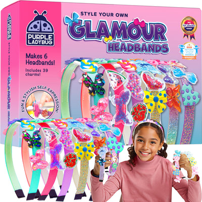 PURPLE LADYBUG DIY Headband Making Kit - Crafts for Girls Ages 6-8, 5-9 Years Old Girl Gifts, Birthday, Hair Accessories, Fun Summer Activities for Kids, Back to School Gifts for Students