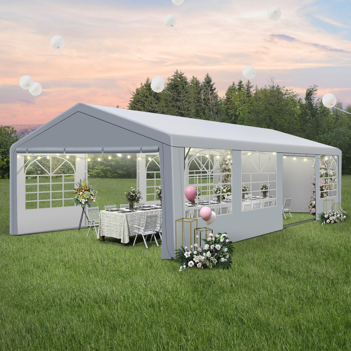 20' x 30' Heavy Duty Party Tent, Outdoor Large Wedding Tent with Removable Sidewalls, Event Canopy Shelter for Birthday Party, Outdoor Event Raysfung