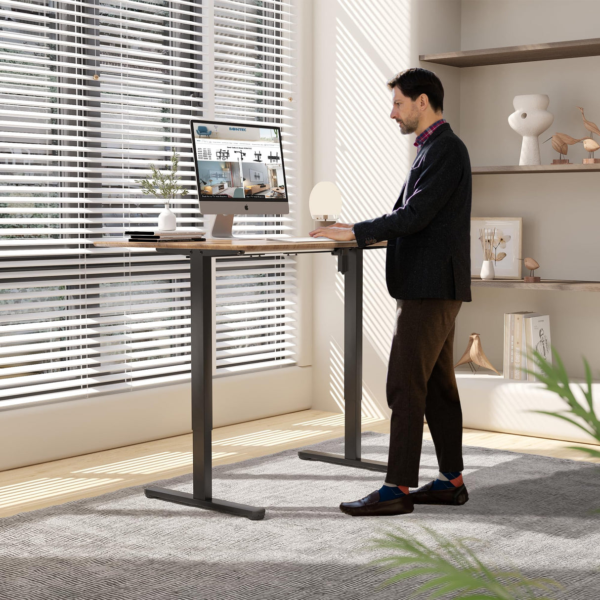 BONTEC Electric Standing Desk Frame, Height Adjustable Ergonomic Stand Up Desk Base with 3-Level Memory Quiet Motor, Table Legs Support for 154lbs, Black BONTEC