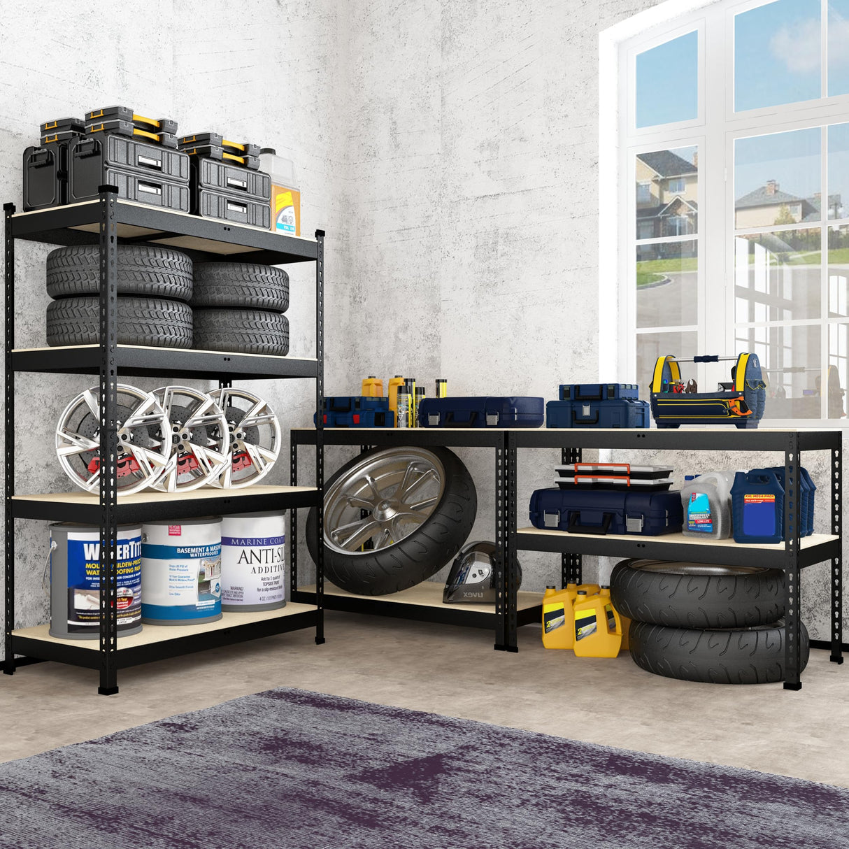 PrimeZone 40" W x 20" D x 59" H Heavy Duty Storage Shelves, 4 Tier Adjustable Garage Shelving Unit, Metal Organizer Shelf Utility Rack for Warehouse Pantry Closet Kitchen, Black PrimeZone