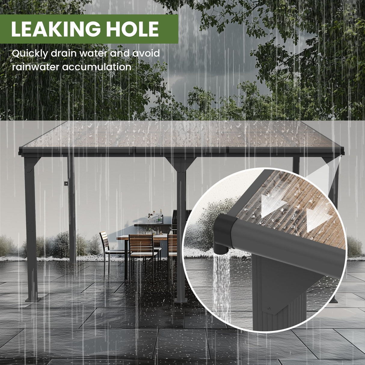 Patiopia 10 * 12FT Pergola,4 * 4 Inch Thickened Pillars & Enlarged Base,Outdoor Hardtop Lean to Gazebo,Wall Mounted Pergola,Pergolas Gazebos Clearance,Aluminum Frame Pergola,UV Resistant Patio Roof PATIOPIA