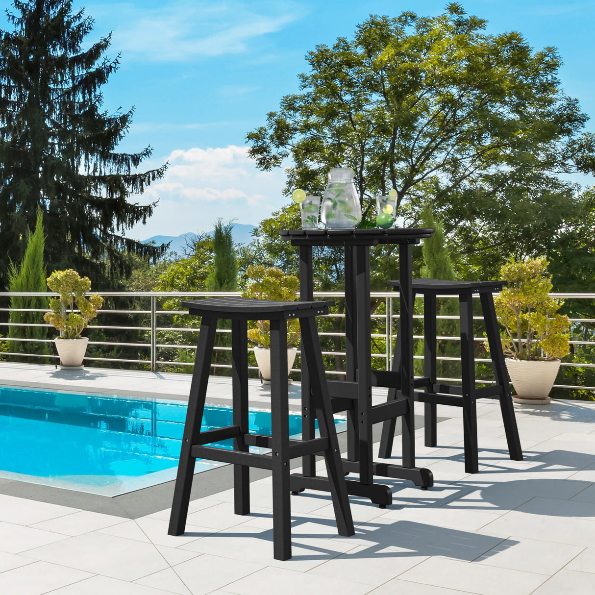 nalone 40" Outdoor Bar Table, All Weather HDPE Bar Height Patio Table Counter Round Patio Cocktail Bar Tables, Tall Bistro Pub Table for Deck, Porch, Backyard, Garden nalone