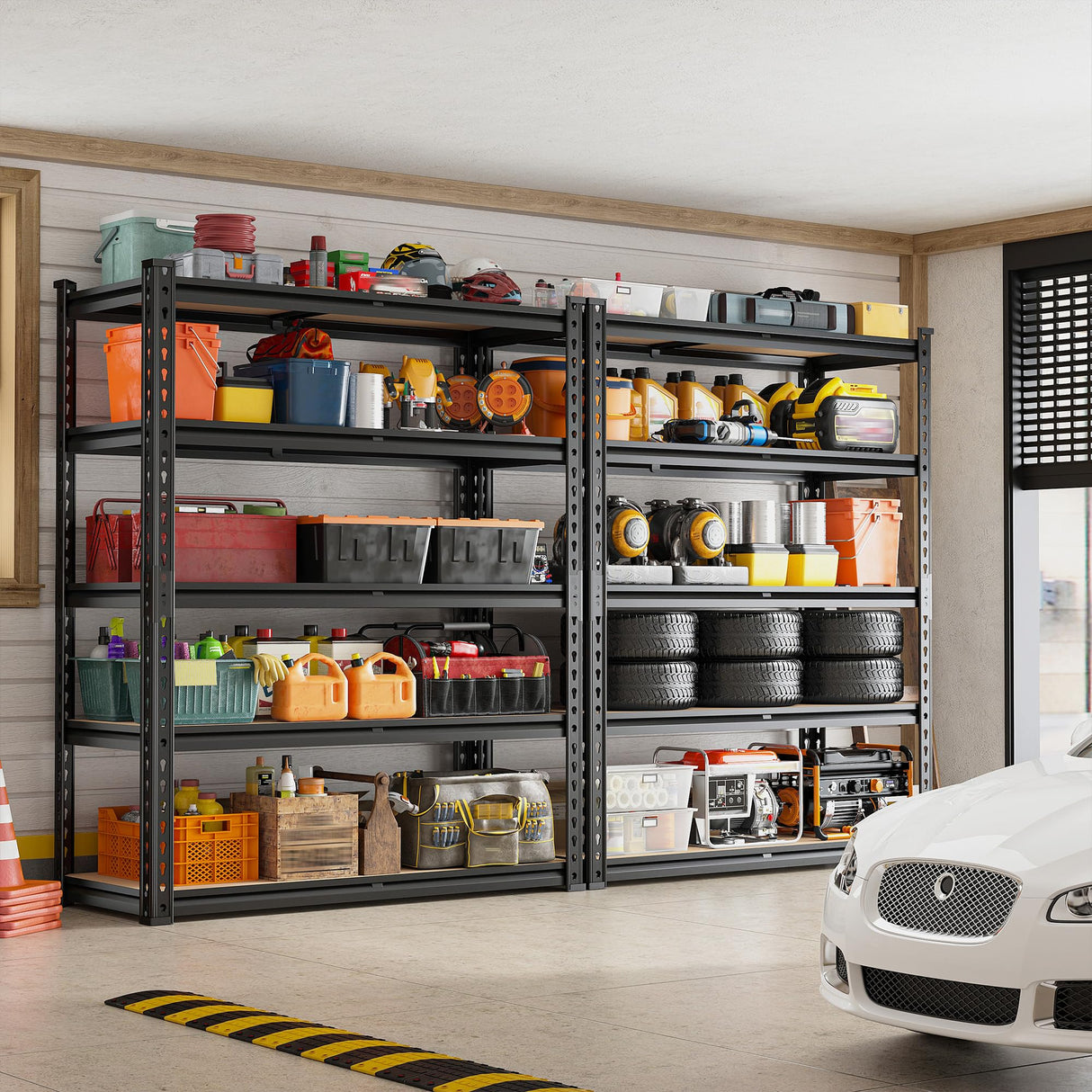 REIBII 72" Garage Shelving, Heavy Duty Storage Shelves 2000LBS, 5 Tier Metal Shelving Unit, Adjustable Garage Storage Shelves for Warehouse Pantry Basement, 72'' H X 35.5'' W X 11.8'' D, 4 Pack REIBII