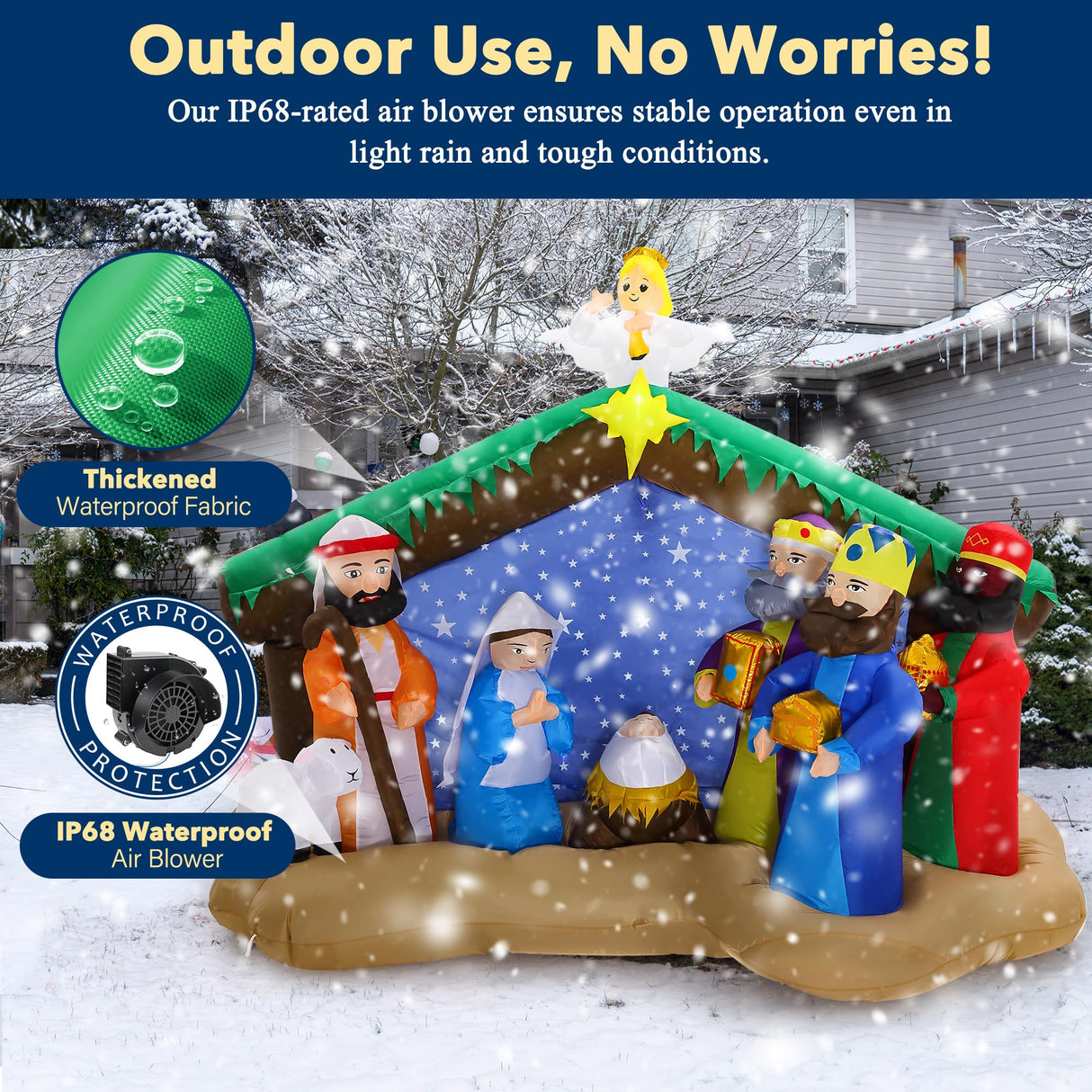 8.5 FT Christmas Inflatables Nativity Scene Outdoor Decorations, Christmas Blow Up Yard Decorations Nativity Sets for Garden Lawn Xmas Decor ZPISF