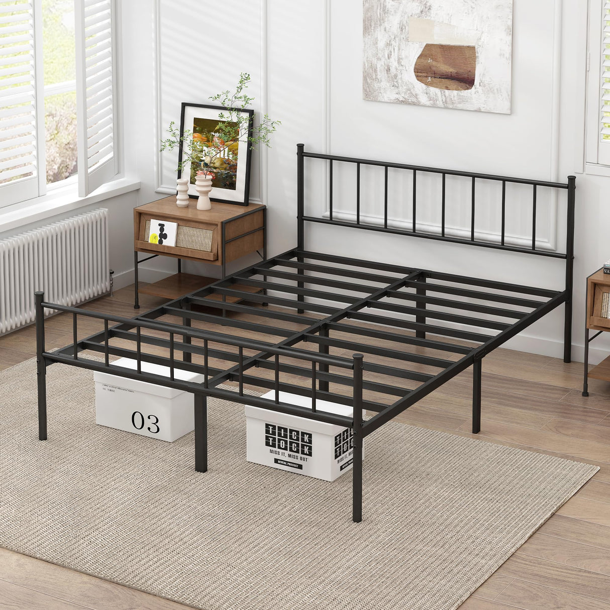 DIIYIV Queen Bed Frame-Classic Metal Platform Bed Frame,Mattress Foundation with Steel Slat Support,Under Foundation Storage,No Box Spring Needed, Easy Assembly, Queen Size DIIYIV