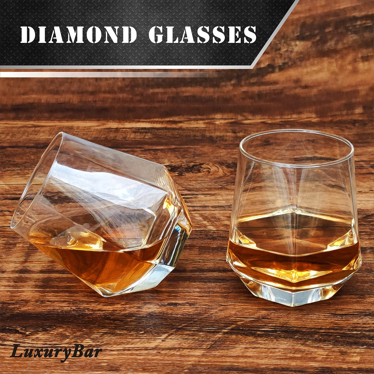 LuxuryBar Diamond Whiskey Decanter Sets for Men with ChillBall &Tray,Whiskey Decanter Set Liquor Dispenser Bourbon Decanter Whiskey Set Gifts for Men LuxuryBar