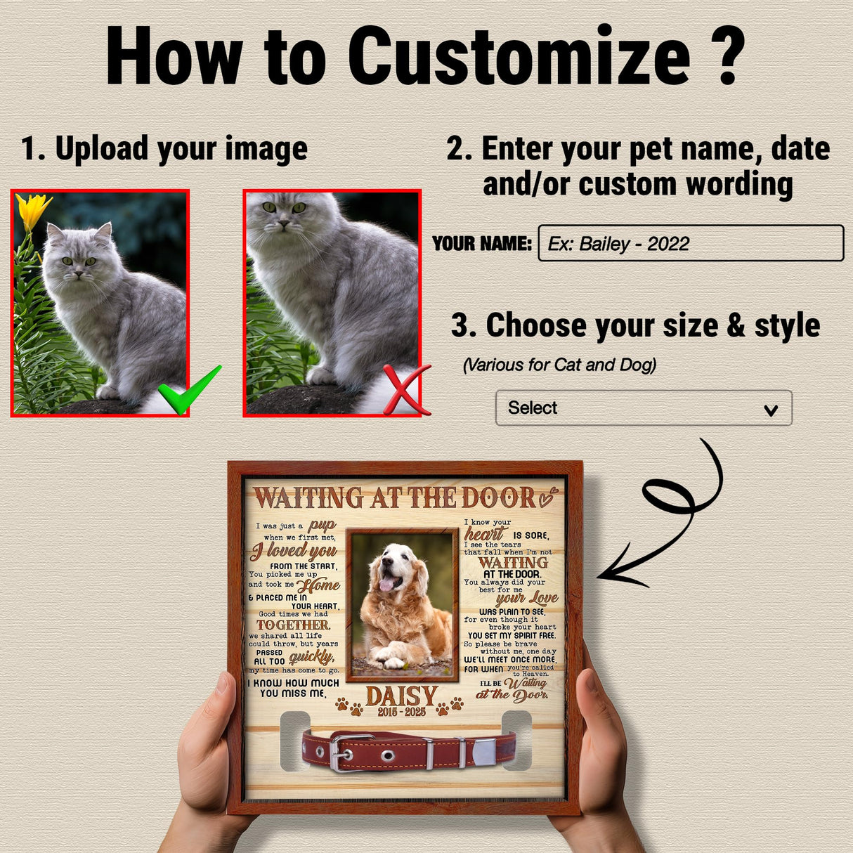 Nestura Custom Dog Collar Frame Memorial β Pet Loss Shadow Box with Photo and Collar Slot β Dogs Remembrance Gift for Passing Away β RIP Dog Tribute Display Nestura