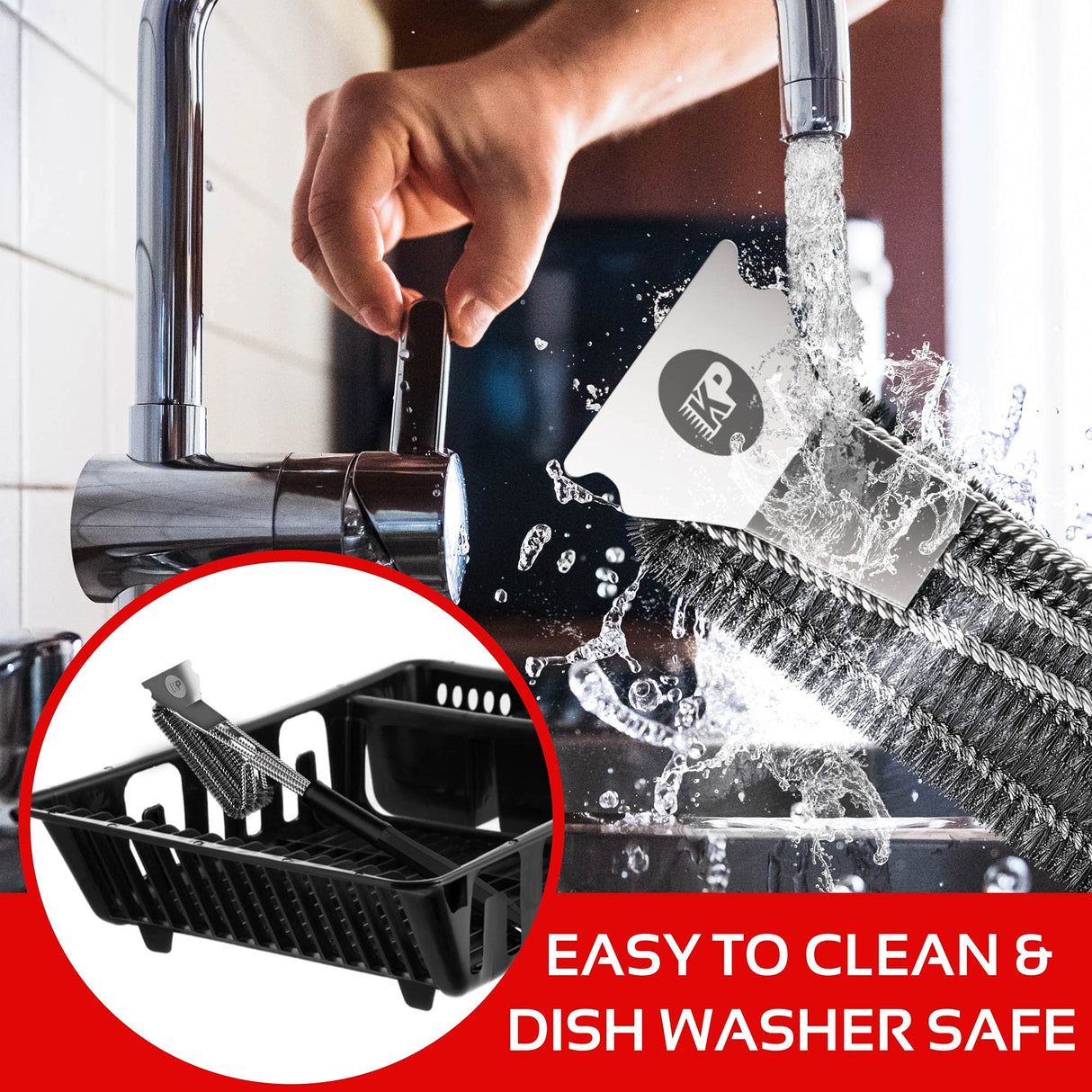 KITCHEN PERFECTION Safe Wire Grill Brush for Outdoor Grill w/Grill Scraper & Grill Mat Grill Cleaning Kit -Extended Handle BBQ Brush for Effortless Grill Cleaning Grill Cleaner Brush Barbecue Tools Kitchen perfection