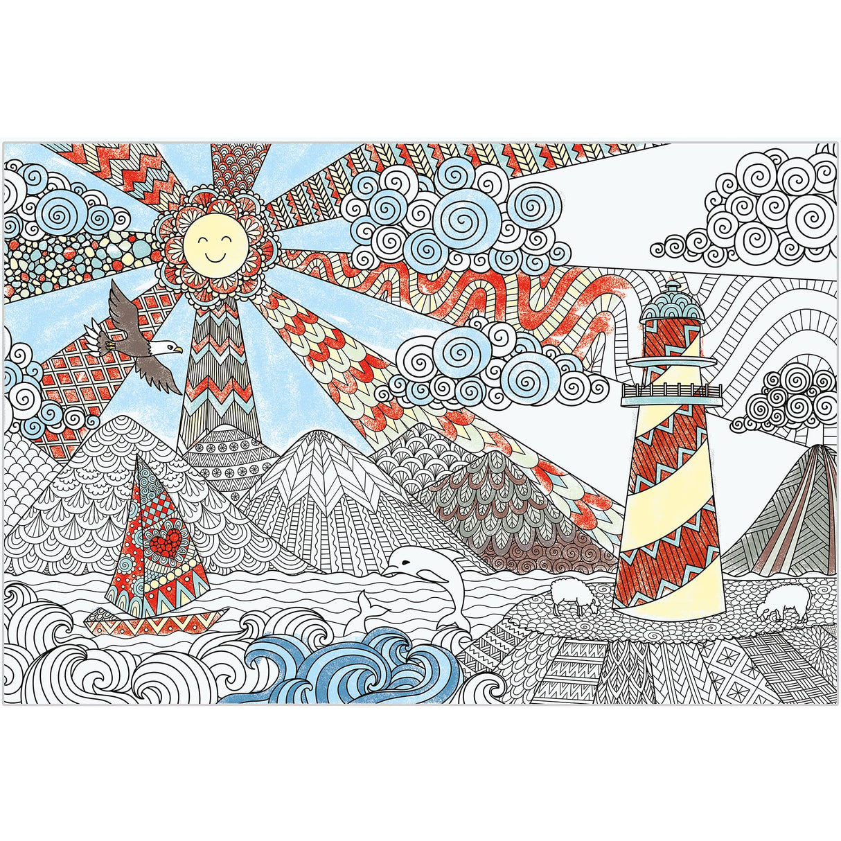 Dekali Designs Seascape Extra Large Coloring Poster for Adults - 35 x 52 Inches Giant Sized on Thick Premium Drawing Paper Dekali Designs