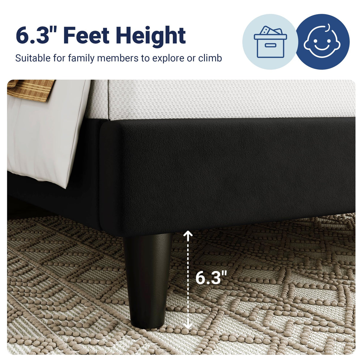 Allewie Twin Bed Frame/Velvet Upholstered Bed Frame with Vertical Channel Tufted Headboard/Strong Wooden Slats/Platform Bed Frame/Mattress Foundation/Box Spring Optional/Easy Assembly/Black Allewie