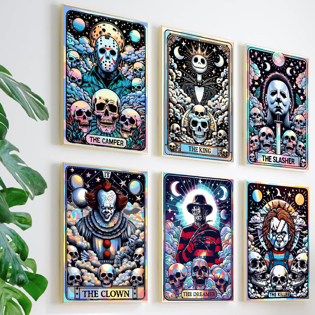 6 Packs Halloween Paint by Number Kits for Adults, Horror Movie Adult's Painting by Numbers on Canvas, Easy Acrylic DIY Oil Painting on Canvas, Home Wall Decor(12x16in No Frame) Clendo