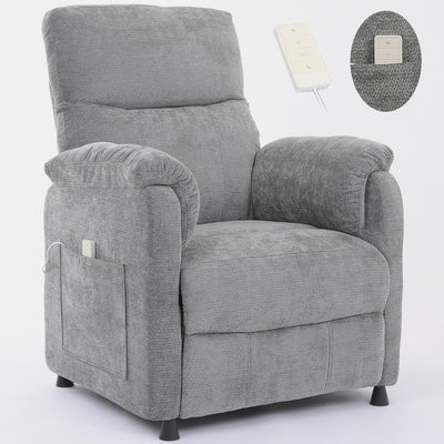 Thctvous Gray Electric Recliner Chairs for Adults, Comfy Power Recliners with Remote Control, Small Recliner Chair for Bedroom, Mini Reclining Chairs for Living Room Home Theater Office (Gray)