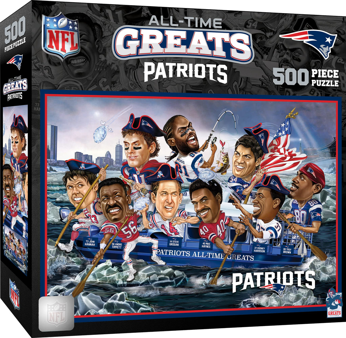 MasterPieces 500 Piece Sports Jigsaw Puzzle for Adults - NFL New England Patriots All-Time Greats - 15x21" Masterpieces