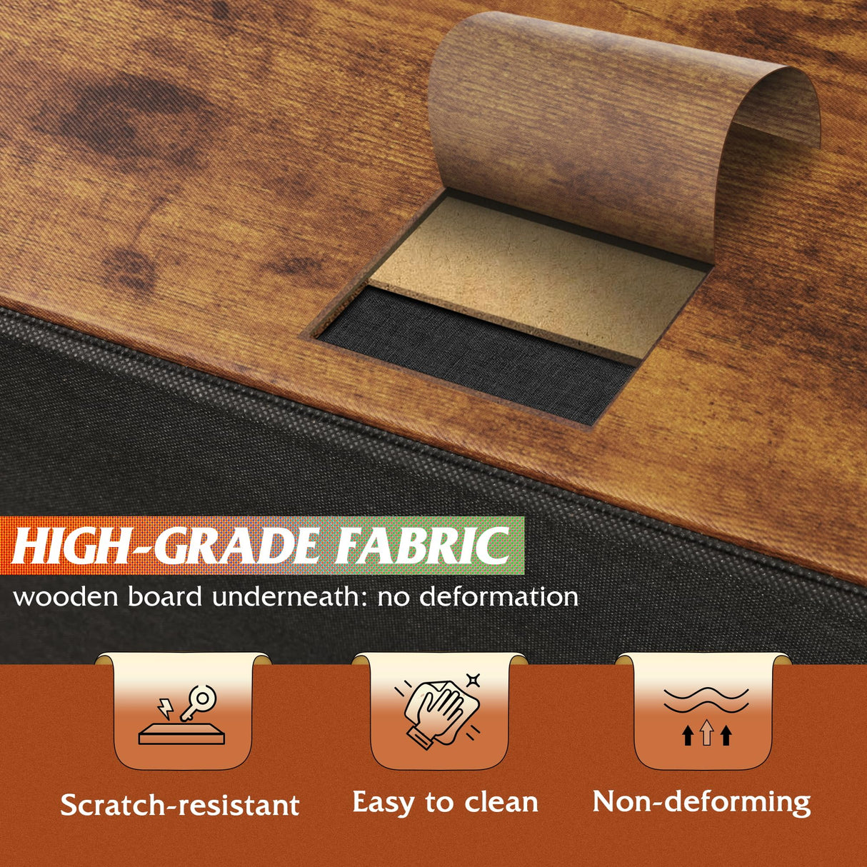 WLIVE Night Stand with Drawers, Dresser for Bedroom with 2 Fabric Drawer, Small Bedside Tables, Nightstand End Table Furniture, College Dorm, Rustic Brown Wood Grain Print, Size L WLIVE