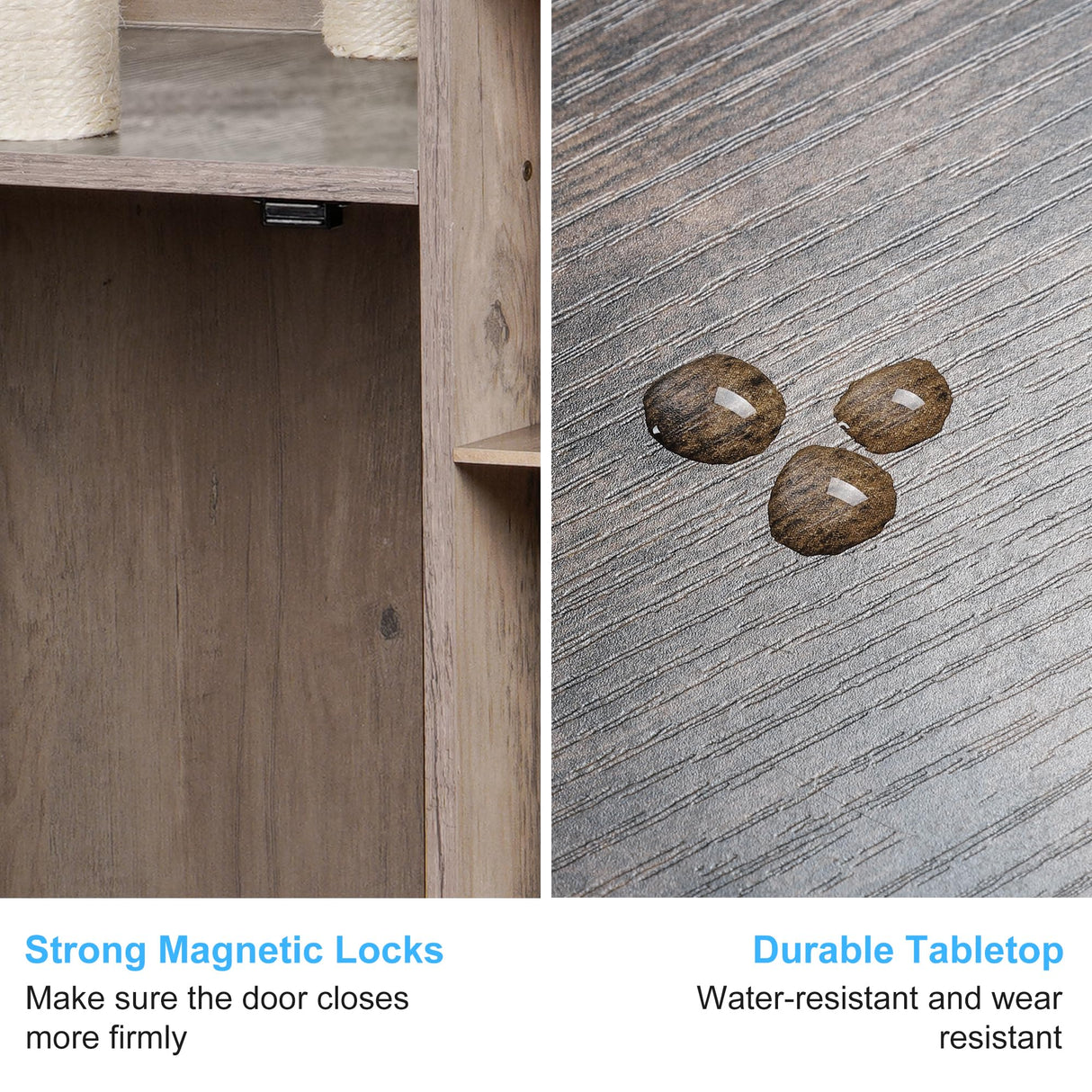 Hey-brother Cat Tree with Litter Box Enclosure, Modern Cat Tower for Indoor Cats with Large Platform, Condo Food Station and 2 Hammocks, All-in-one Cat Furniture, Wood Rustic Gray MPJ115SG Hey-brother