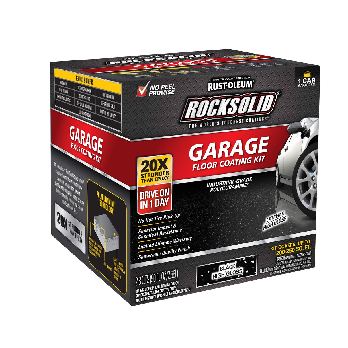 Rust-Oleum 318712 Rocksolid Polycuramine Garage Floor Coating, 1 Car Kit, Black Rust-Oleum