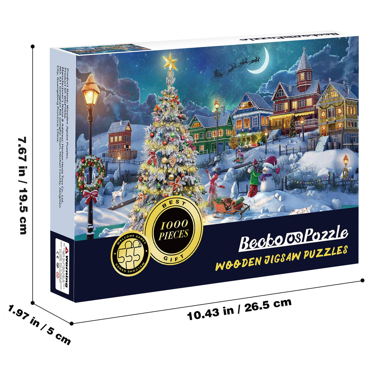 Becko US Puzzles for Adults 1000 Pieces, Wooden Jigsaw Puzzles, 1000 Piece Puzzle for Adults & Kids, Christmas and Holiday (Snow Scene) Becko US