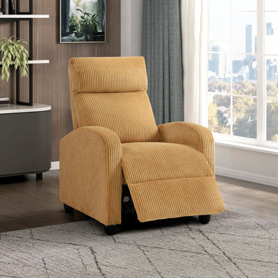 Lexicon Corduroy Pushback Recliner Chair Armchair Push Back Recliner, Solid Wood Frame and Metal Base, Easy Assembly Small Soft Single Sofa Accent Chair for Living Room/Office/Apartment, Yellow