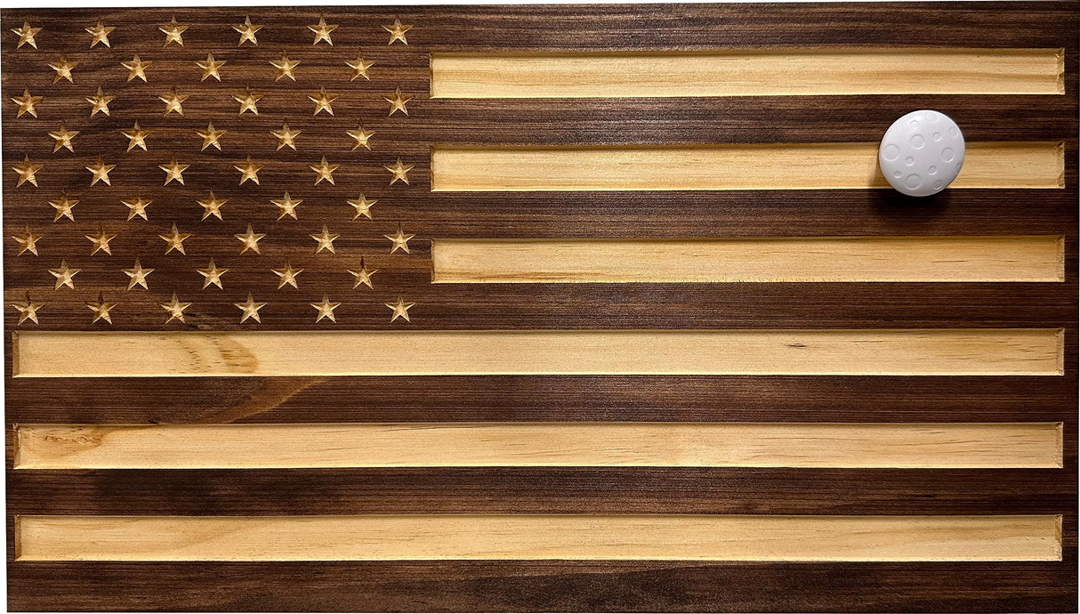 Carved American Flag Hidden Gun Storage Safe - American Flag Concealed Gun Storage Cabinet by Bellewood Designs (Red Mahogany) Bellewood Designs