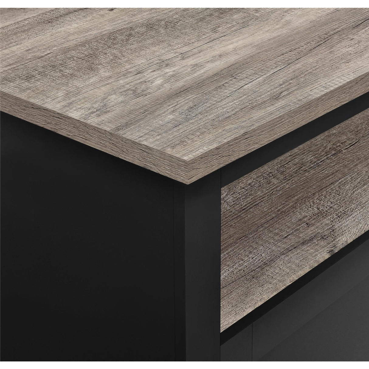 Ameriwood Home Carver Coffee Table with Open Storage, Matte Black Paint and Distressed Wood Grain Accents Ameriwood Home