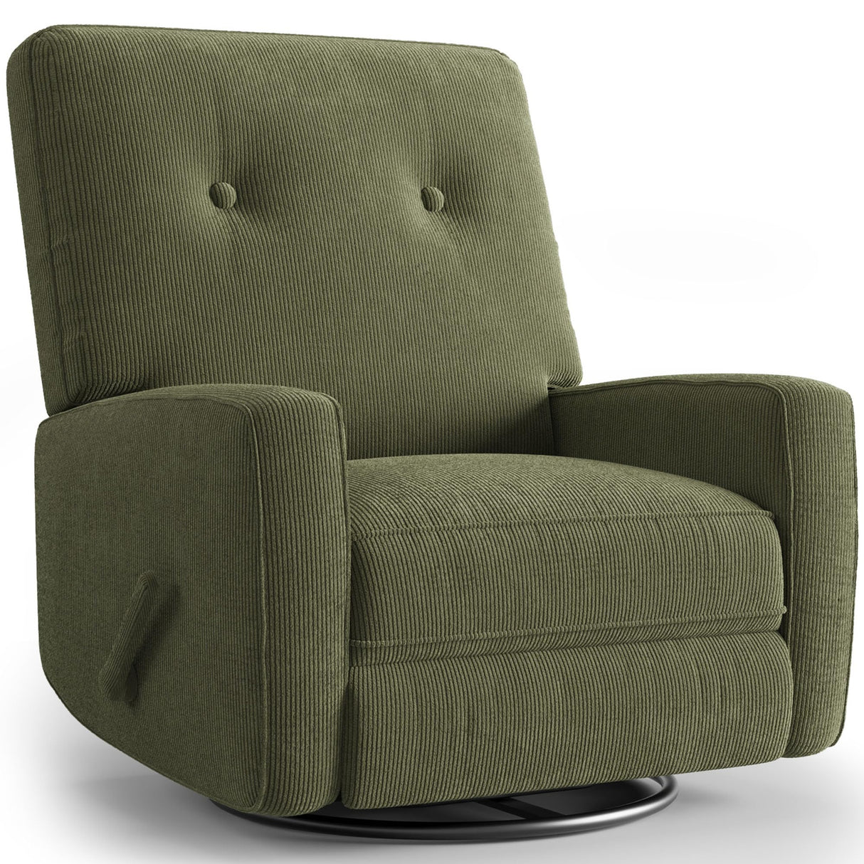 Nursery Recliner Chair, 360° Swivel Rocking Glider Chair for Adults with Adjustable Backrest & Footrest, Cozy Corduroy Upholstered Armchair for Living Rooms, Bedrooms, Apartments, Green Garvee