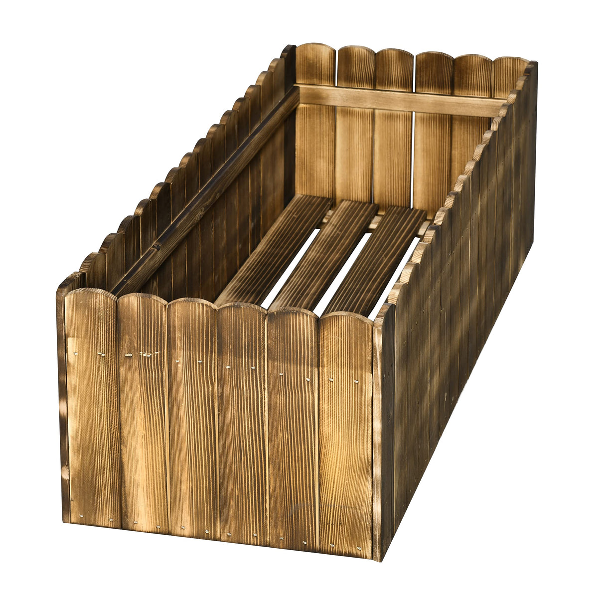 Outsunny 40" x 16" x 12" Raised Garden Bed, Raised Planter Box, Wooden Planter Raised Bed with Drainage Gaps & Lightweight Build, Natural Wood Outsunny