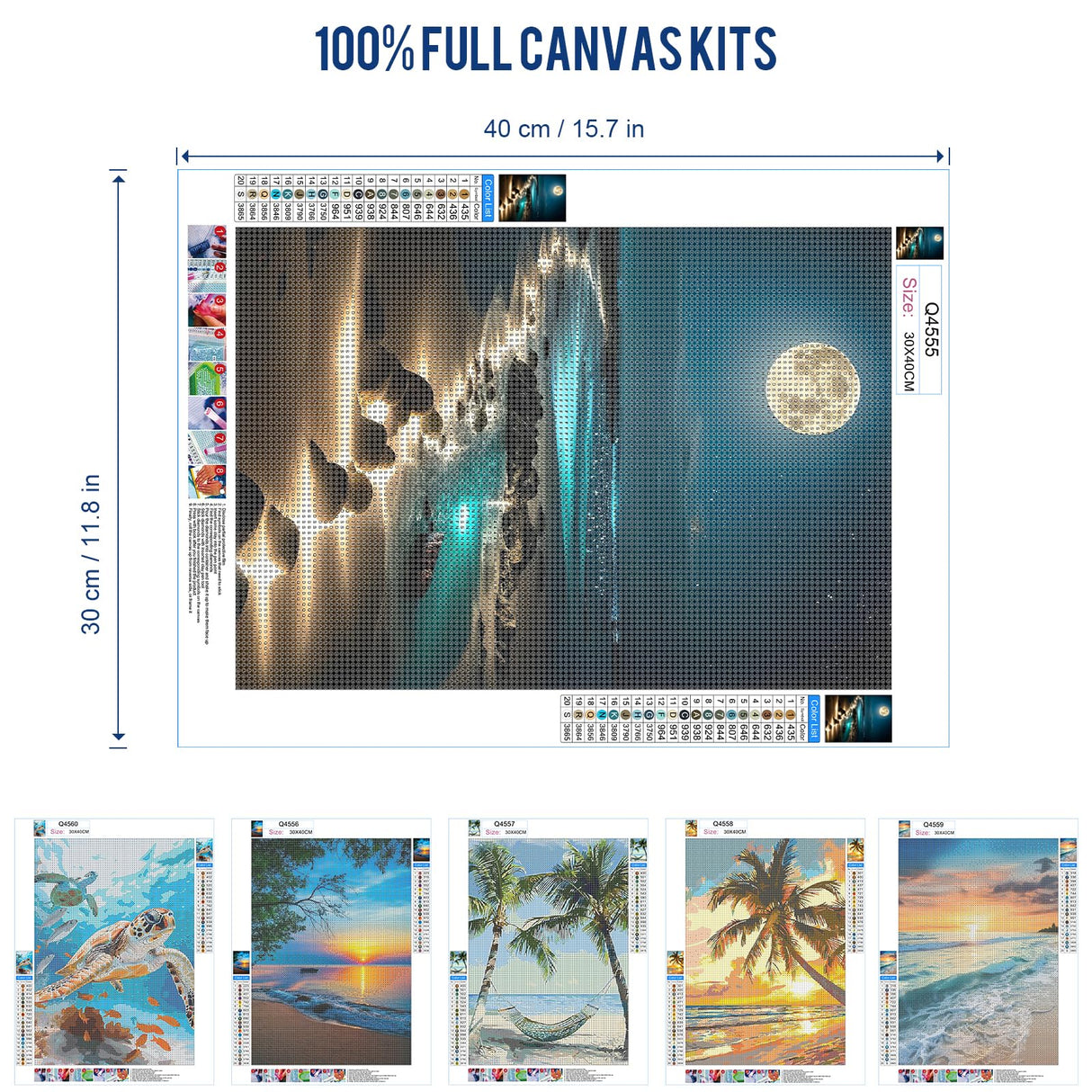 6 Pack Diamond Painting Kits for Adults, Beach Sea Turtle Diamond Art Kits for Beginners, DIY Full Drill 5D Paint with Diamond Kits for Home Wall Decor 12 X 16 inch Ninonly