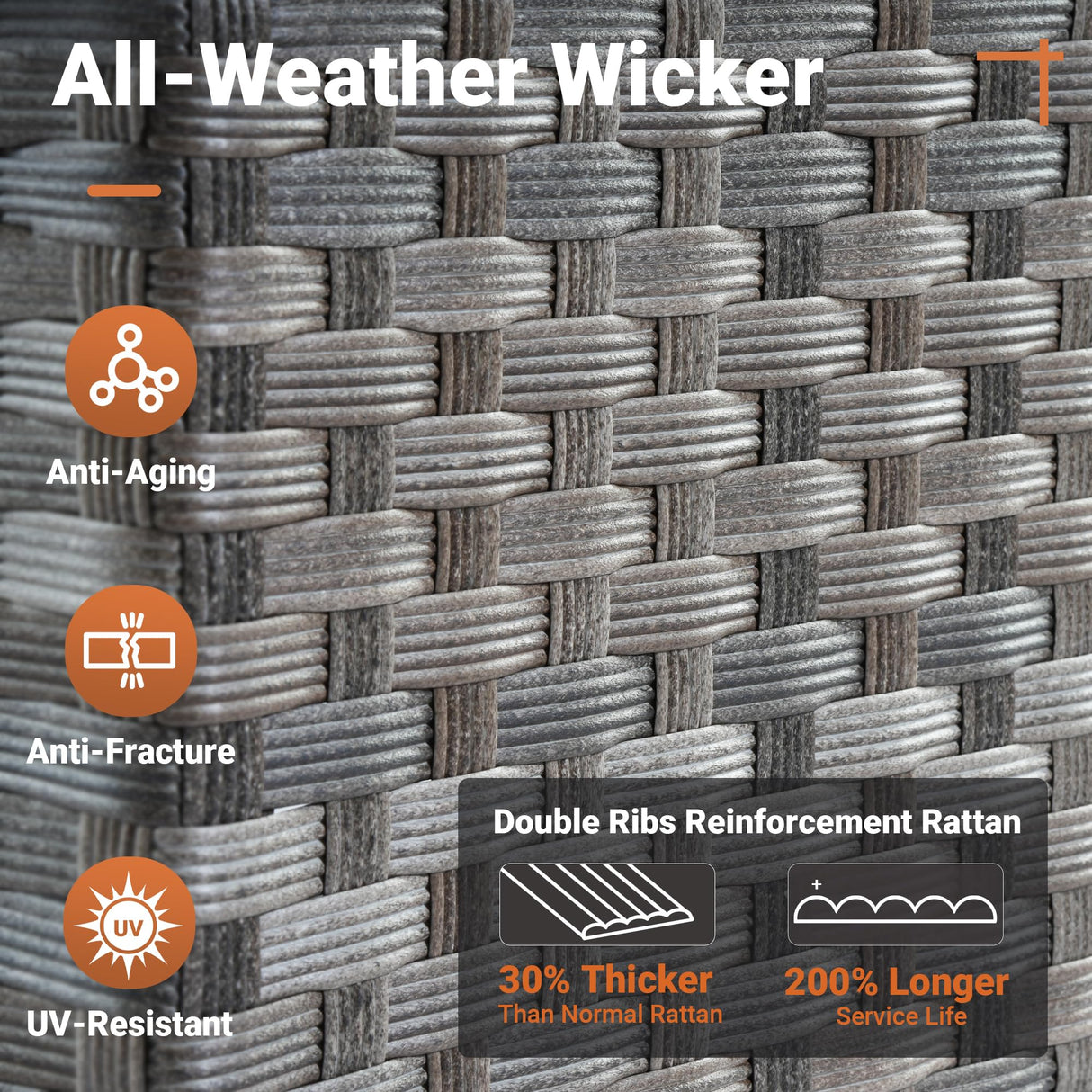 ovios 10 Piece Patio Furniture Set with Fire Pit Table,Outdoor Rattan Wicker Coversation Set with Swivel Rocking Chairs, Sectional Chairs for Outside Porch Balcony Backyard Pool,Black ovios