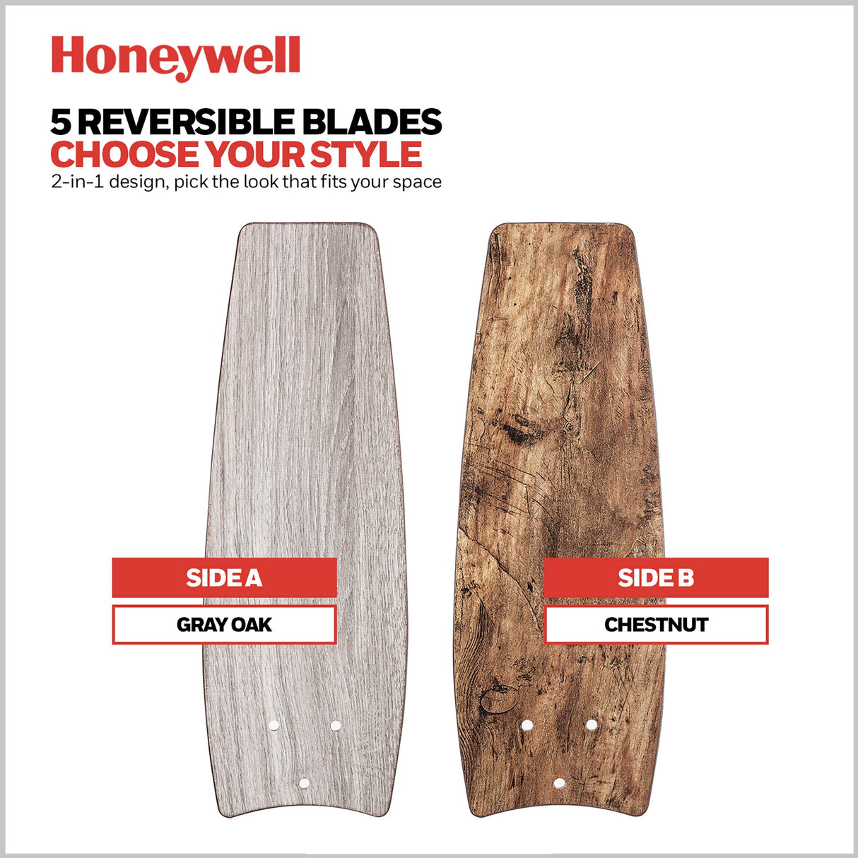 Honeywell Ceiling Fans Carmel Modern 48 Inch Ceiling Fan with Light, Remote Control Fan, LED Indoor Fan with 5 Blades, Gray Oak and Brown Chestnut Blade Finish Options, Silver (51627-01) Honeywell