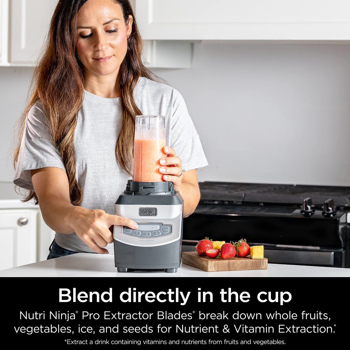 Ninja BL660 Professional Compact Smoothie & Food Processing Blender, 1100-Watts, 3 Functions -for Frozen Drinks, Smoothies, Sauces, & More, 72-oz.* Pitcher, (2) 16-oz. To-Go Cups & Spout Lids, Gray Ninja