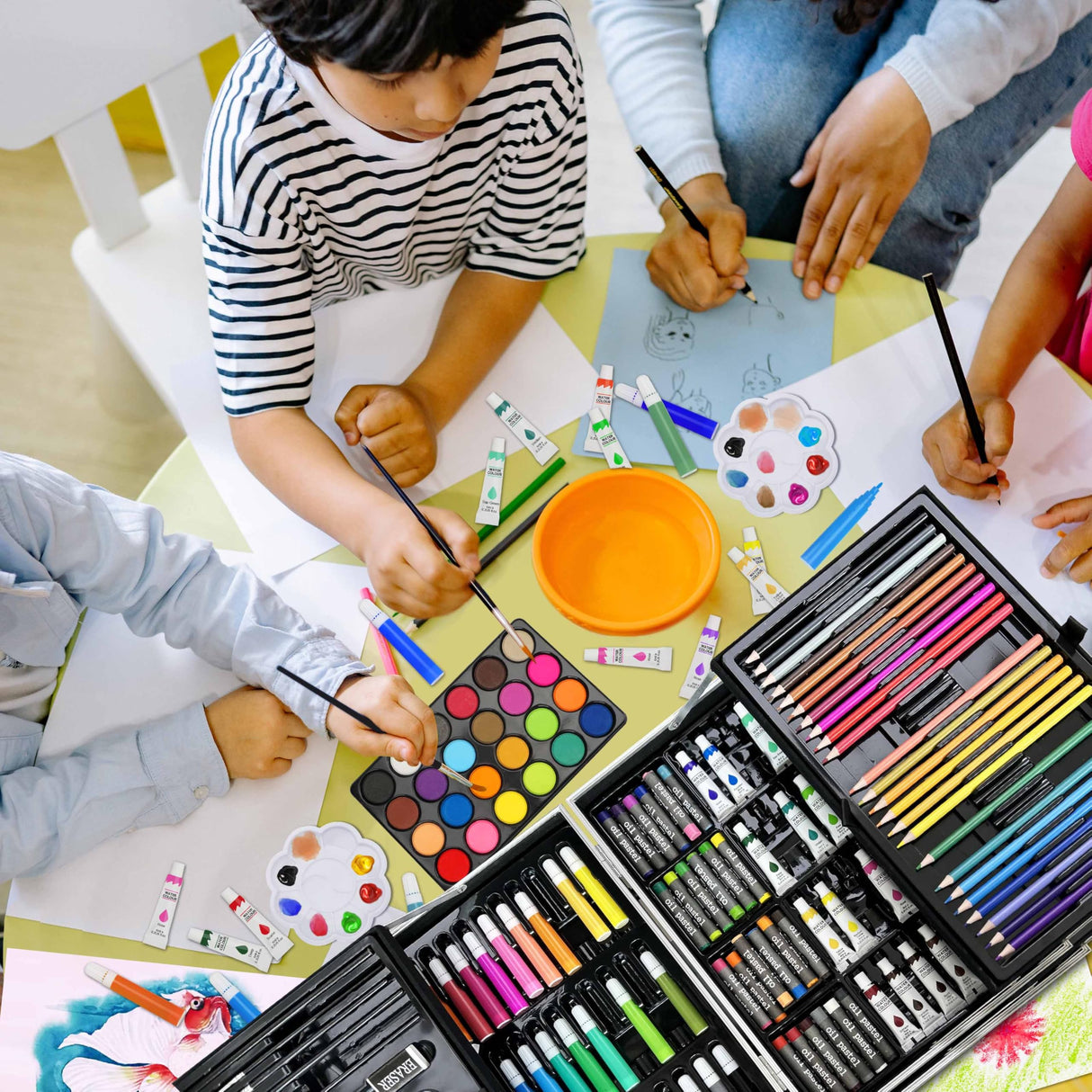 Halobios Art Supplies, 144-Piece Deluxe Art Set Professional Art Kit with Portable Aluminum Case, Crafts Drawing Painting Kit for Gifts Adults Kids Artists Halobios