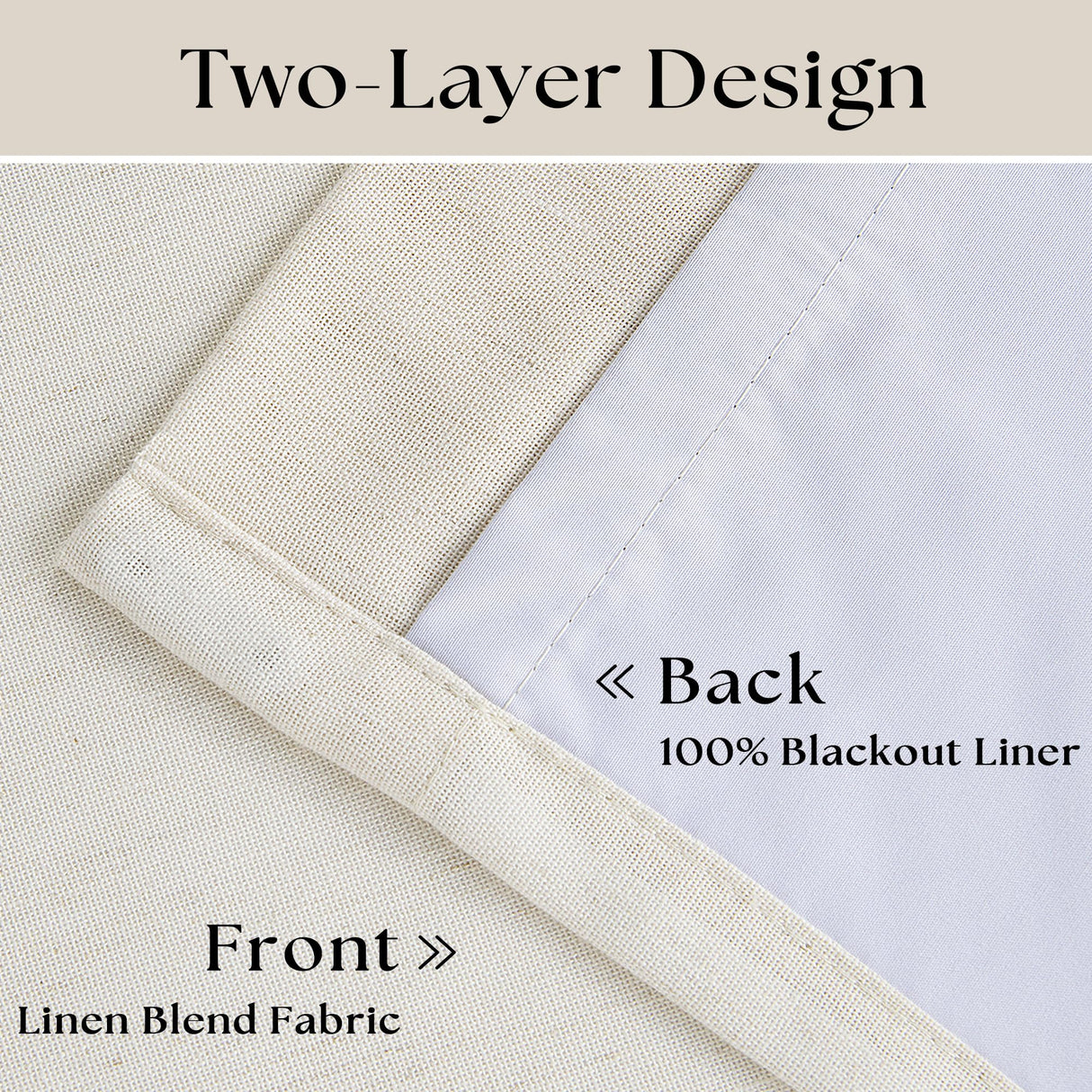 102 Inches Long Pinch Pleated Linen Blackout Curtains for Bedroom Back Tab Track Memory Trained Shape Farmhouse Light Blocking Curtains 102 Inch Length for Living Dining Room Darkening Drapes Cream TWODRAPES