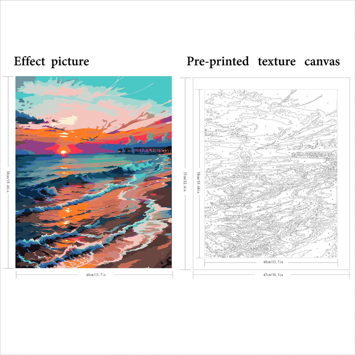 QUITEDEW Paint by Number for Adults,Seaside Adult Paint by Number Kits,Sunset Paint by Numbers,Landscape Paint by Numbers Kits Suitable for Home Wall Decoration 16x20 Inch. QUITEDEW