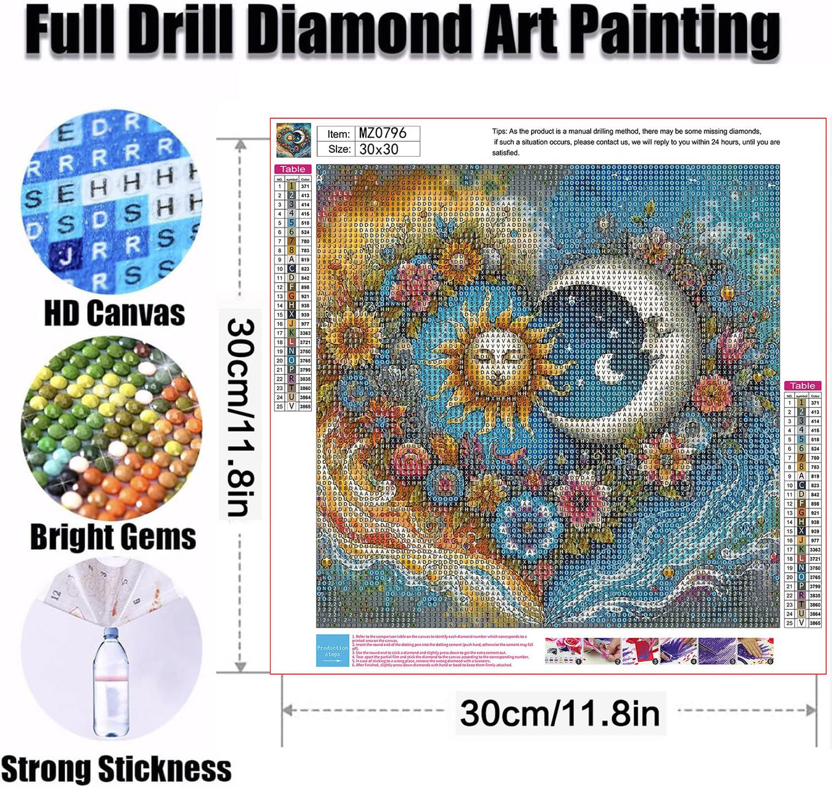 Ekuxom Sun and Moon Diamond Painting Kits for Adults, 5D Diamond Art Kits for Adults Beginners, DIY Diamond Dot Gem Art for Crafts Home Wall Decor Gift 12x12inch Ekuxom