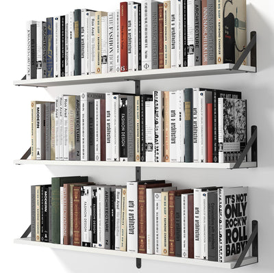 Heimlove Floating Shelves for Wall, 36 Inch Long Wood Floating Bookshelf Set of 3, Wall Mounted Hanging Shelf for Bathroom Bedroom Kitchen, White