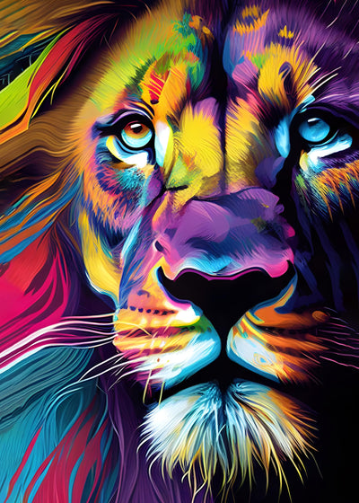 HEIBAGO Animal Diamond Painting Kits for Adults, 5D DIY Colorful Full Drill Round Diamond Art Kits with Lion Diamond Painting, Diamond Dots Perfect for Home Wall Decor 12x16inch