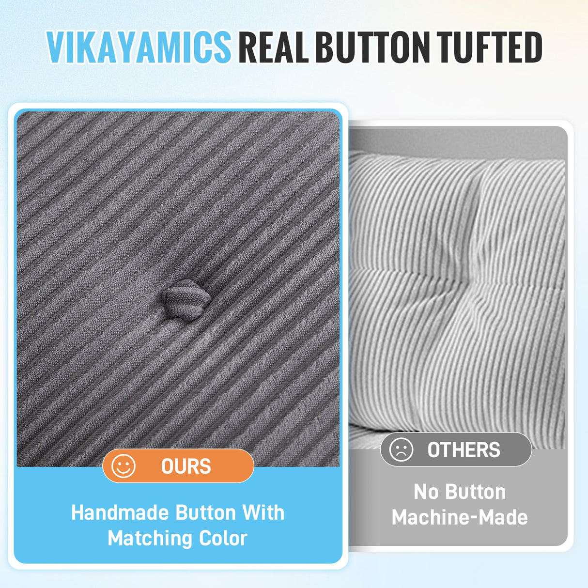 VIKAYAMICS Folding Sofa Bed Convertible Sleeper Chair 33" with Pillow Futon Boneless Couch with Back Support Small Couch for Living Room(Grey Single) VIKAYAMICS