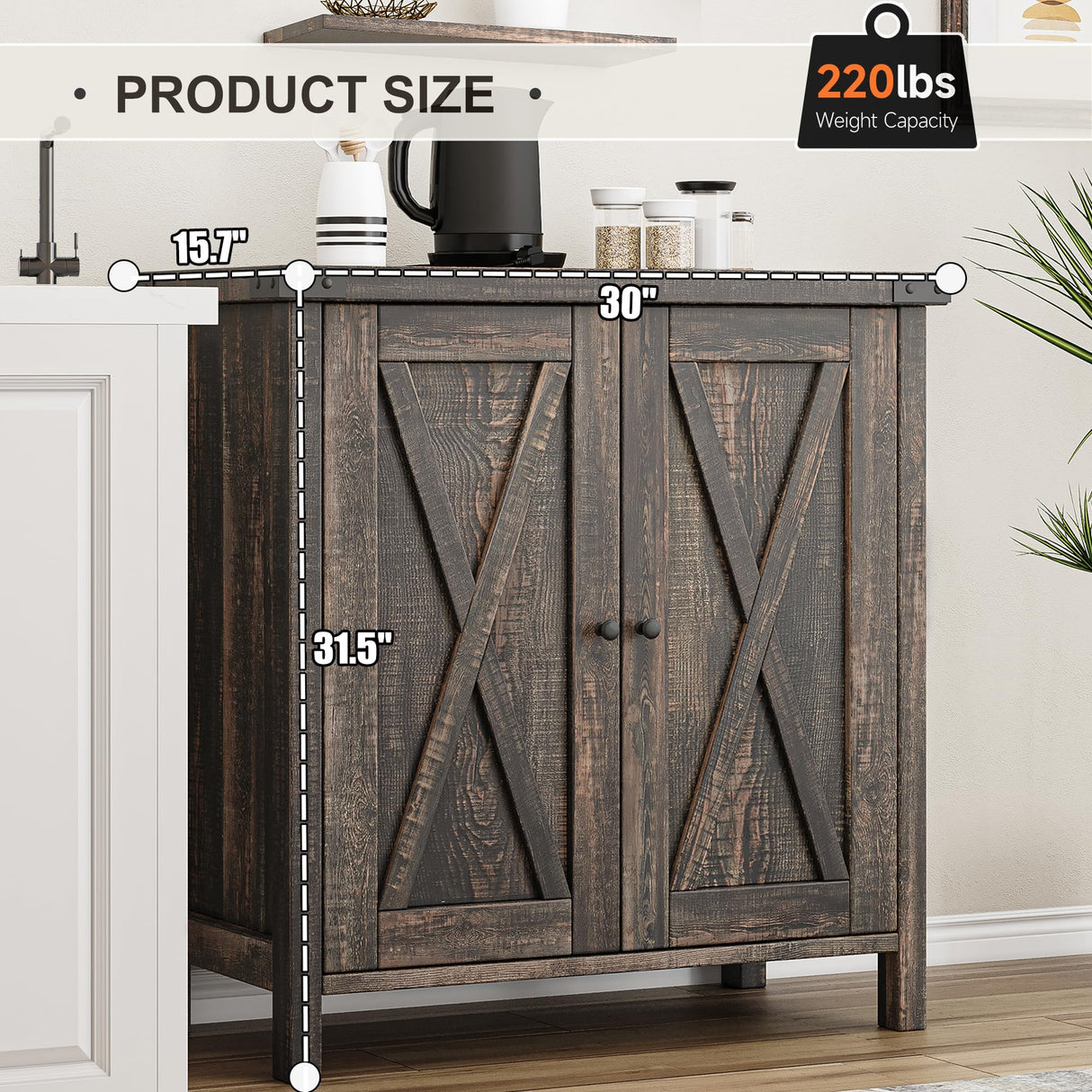 IDEALHOUSE Buffet Cabinet Farmhouse Storage Cabinet with Doors and Shelves, Buffets and Sideboards Entryway Cabinet with Storage Accent Console Cabinet for Living Room, Dining Room (Rustic Oak) IDEALHOUSE