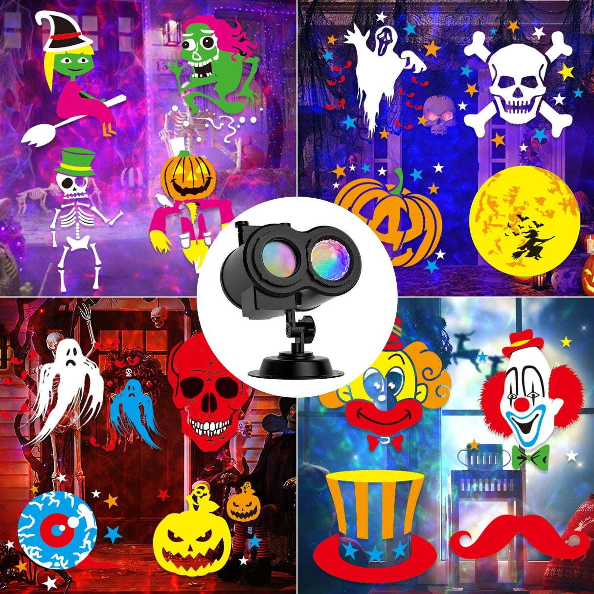 2025 Upgrade Halloween Christmas Projector Lights Outdoor, COOLWUFAN 2-in-1 Holiday Projector Lights Decorations, 30 Bright HD Effects (20 Slides) Projection Light for Xmas Party Garden Yard Decor COOLWUFAN