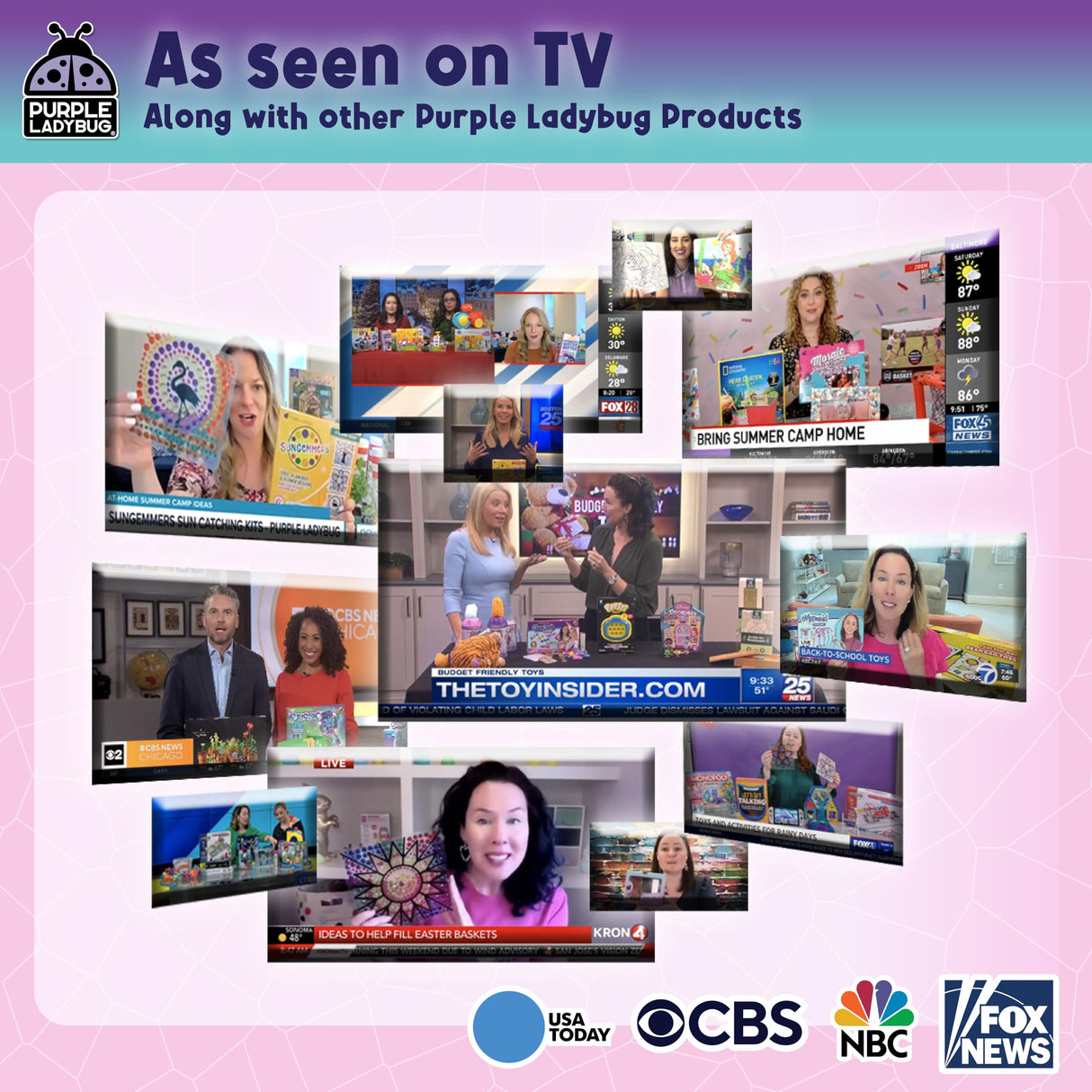 PURPLE LADYBUG DIY Mosaic Photo Frame Craft Kit - Summer Activities for Kids & Teens, Arts & Crafts for Girls 8-12, Birthday Gift for Girls, Fun Craft for Kids Ages 6-12 PURPLE LADYBUG