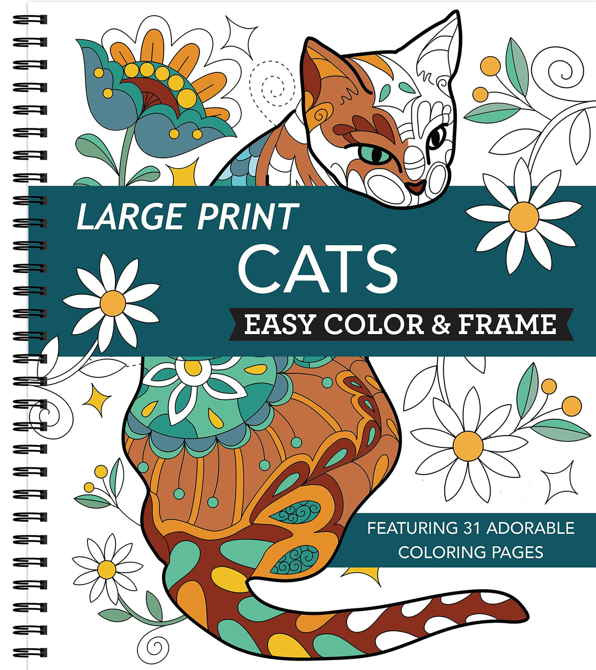 Large Print Easy Color & Frame - Cats (Stress Free Coloring Book) WoodArtSupply