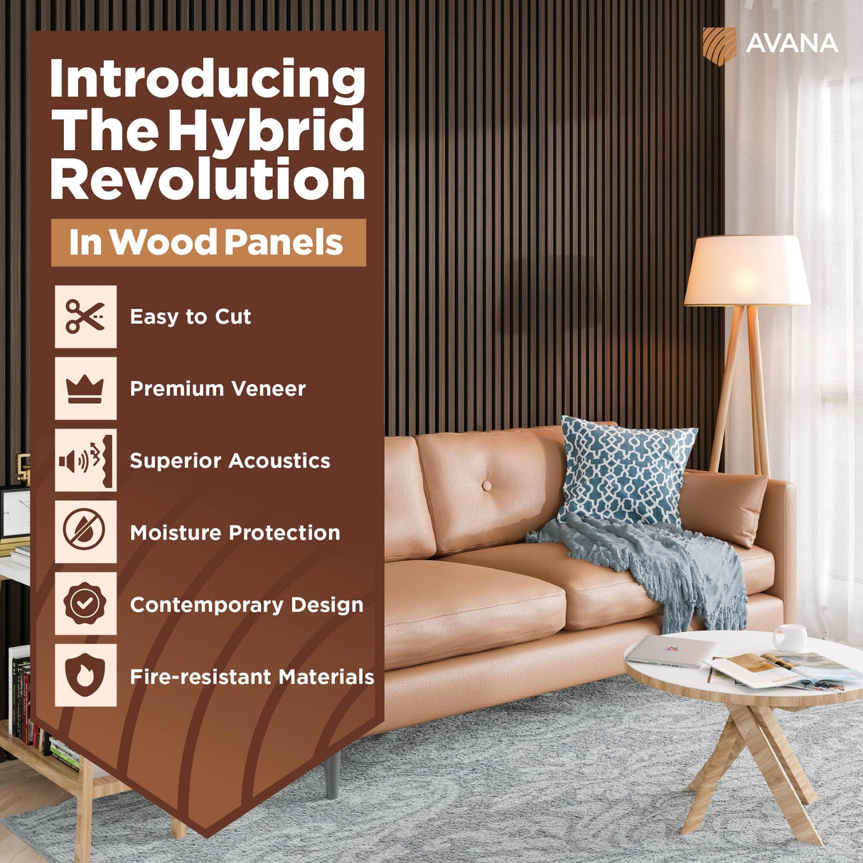 Avana Acoustic Wood Wall Panels – 94.4 x 12.6 Inch Dark Walnut Acoustic Panels 2 PCs – Wall Panels For Interior Wall Decor for Homes, Offices, Studios – Aesthetically Pleasing Wood Panels For Wall Avana