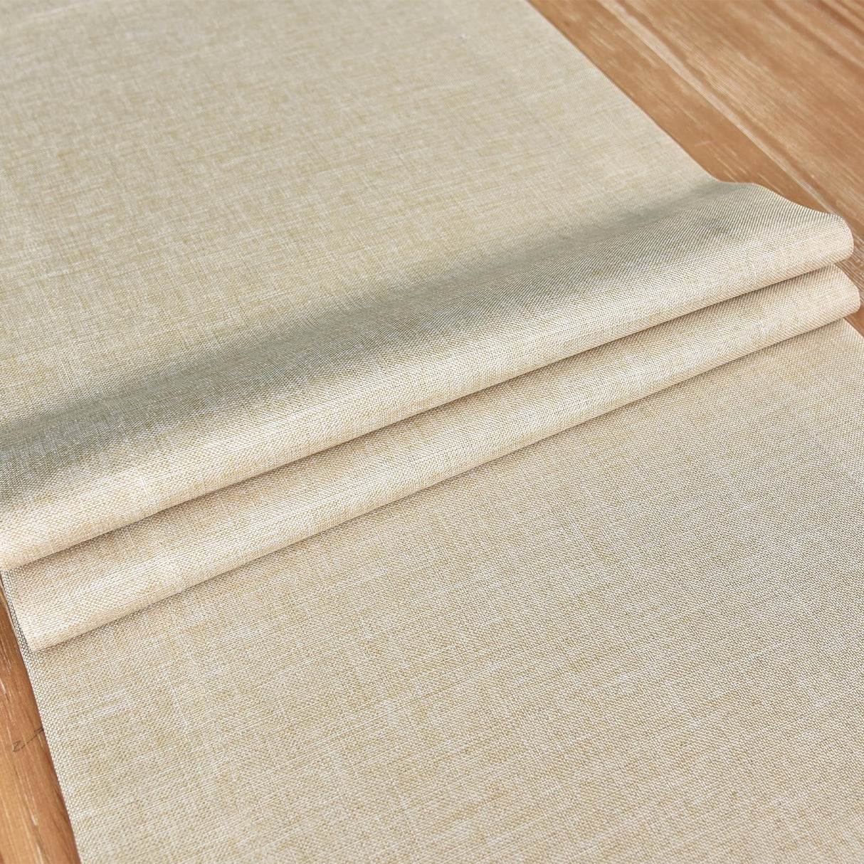 NEWISHER Farmhouse Rustic Table Runner Solid Beige Rectangular Table Runners Faux Linen Table Runner for Everyday Use Kitchen Dining Party Table 13x36 Inch NEWISHER