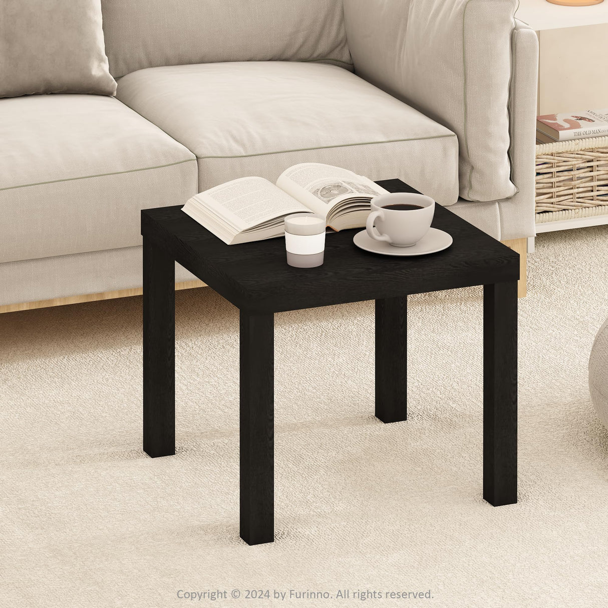 Furinno Simple Square Coffee Table, Side Table, Black Furinno