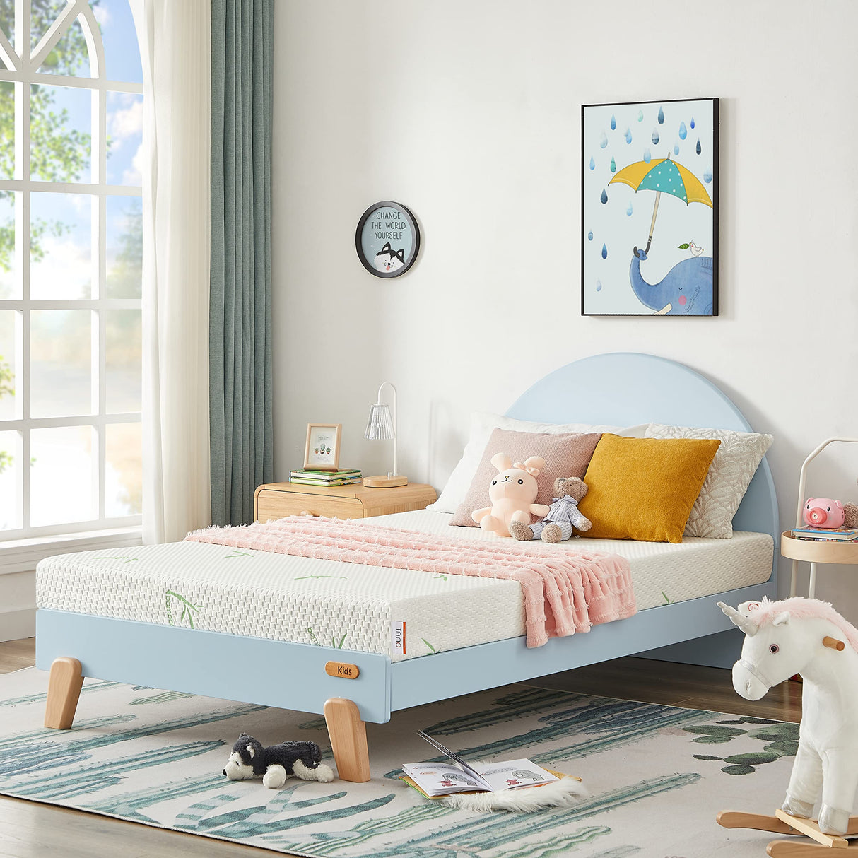 OUUI Twin Mattress, 5 Inch Memory Foam Mattress in a Box for Kids with Breathable Bamboo Cover, Medium Firm Gel Mattress for Bunk Bed, Trundle Bed, CertiPUR-US Certified OUUI