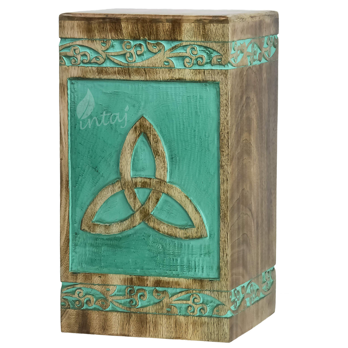 INTAJ Beautifully Handmade Pet Urns for Dogs Ashes - Wooden Box Urn for Ashes, Funeral Cremation Urns for Pets Ashes, Celtic Knot Pet Urns for Cats INTAJ