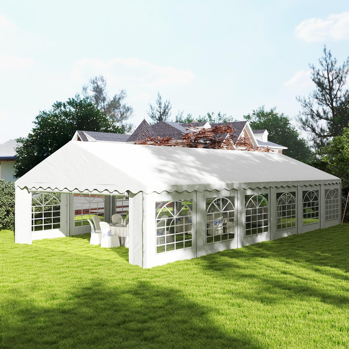 Outsunny 20' x 40' Heavy Duty Party Tent, Galvanized Outdoor Canopy Tent Large Event Shelter with Removable Sidewalls, 12 Windows and 2 Doors, Tents for Parties, Wedding, Events, BBQ Grill, White Outsunny